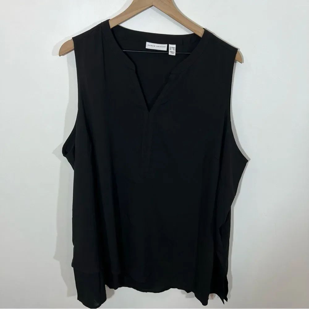 New Susan Graver Petite Stretch Woven Sleeveless Tunic | Size Plus Petite 26